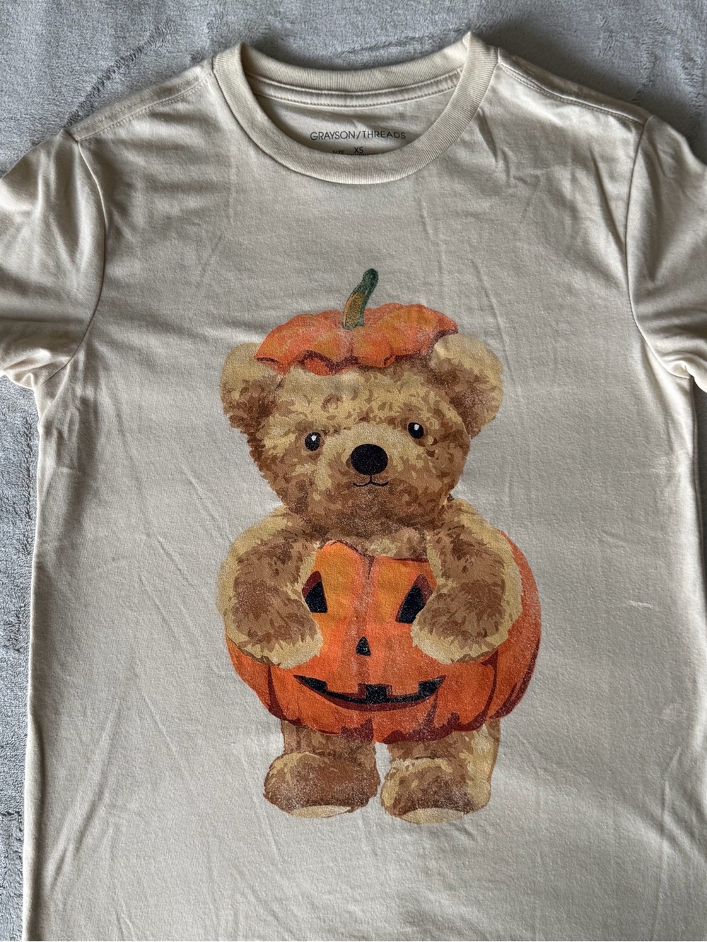 Women’s Teddy Bear Pumpkin Beige Short Sleeve T-Shirt
